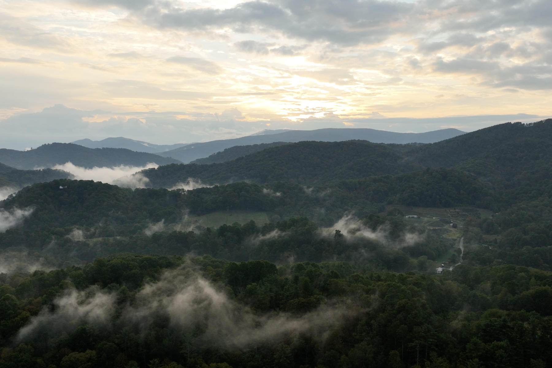 Misty Blue Ridge mountains